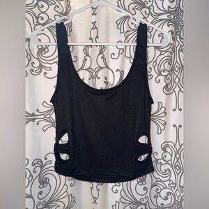 Windsor Black Crop Top with Side Flower Cut Outs